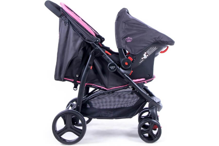 melhor carrinho para bebe, modelo Travel System Nexus, marca Cosco, cor Rosa, visto do ângulo 1