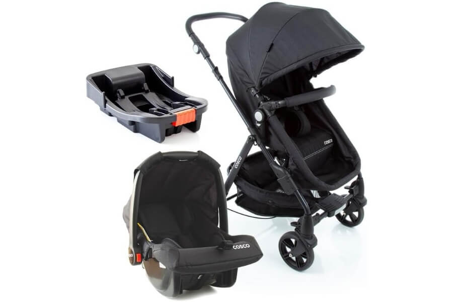 melhor carrinho de bebe, modelo Travel System Poppy Trio, da marca Cosco, na cor Preto Mescla
